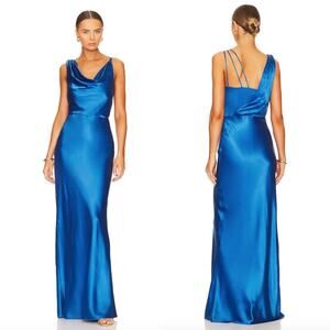 Veronica Beard Blue Satin Maxi Dress
